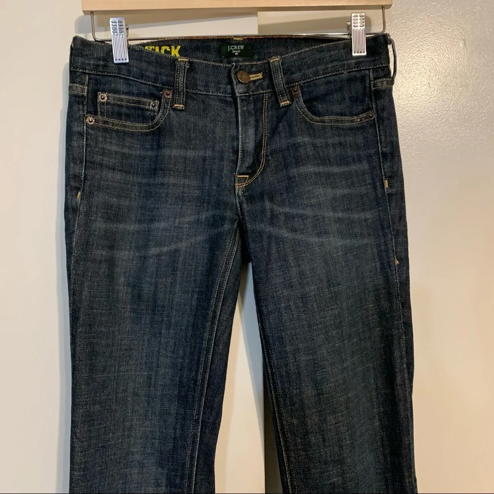 J. Crew stretch 26S matchstick whiskered denim jeans straight leg cotton blend